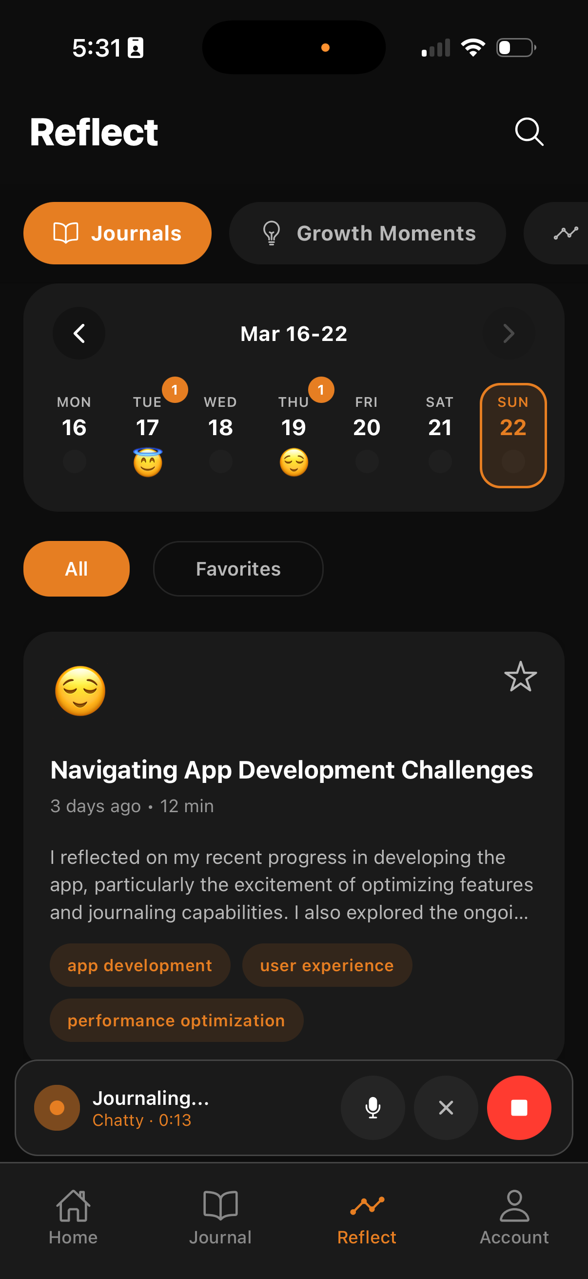 Mini-player at the bottom of the Reflect screen for uninterrupted browsing